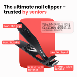 Toe Nail clippers for thick nails for seniors, for thick nails with catcher. Angled heavy duty large toe nail clippers for seniors, Toenail clippers & nail cutters for diabetic & arthritic nails